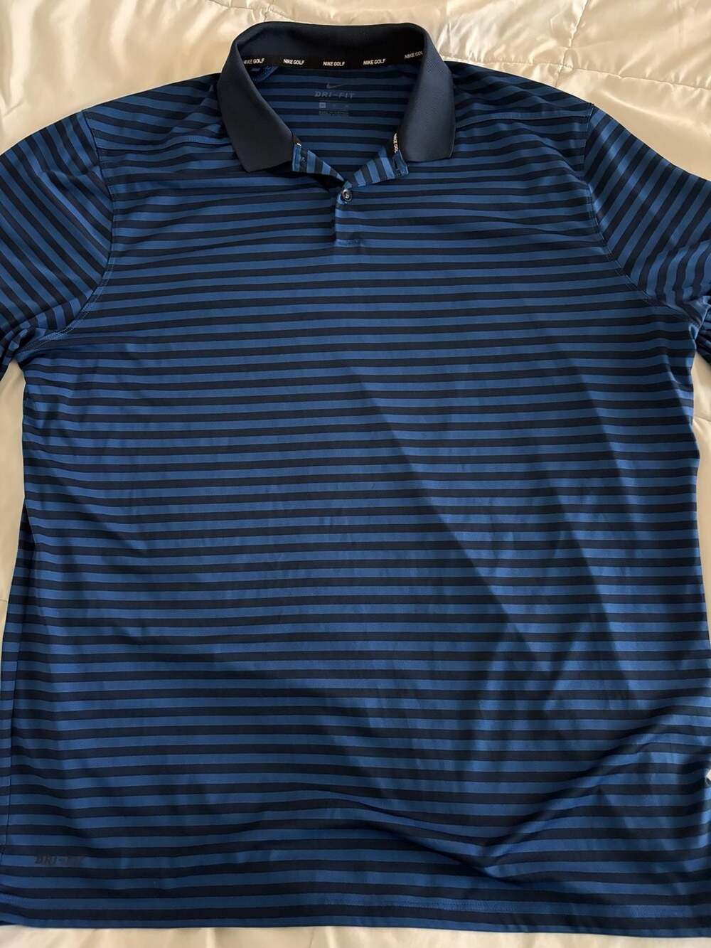 Nike Golf Dri-FIT Men's XL Striped Short Sleeve Polo Shirt Blue and Black